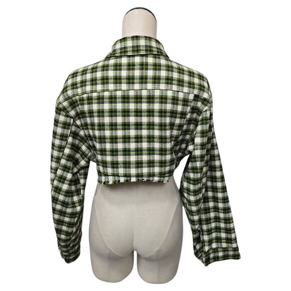 Urban Outfitters BDG Carissa Flannel Cropped Shirt Jacket Size‎ Small in Green - Picture 2 of 10